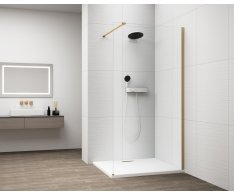 Polysan Esca Gold Matt Jednodílná Sprchová Zástěna K Instalaci Ke Stěně, Sklo čir