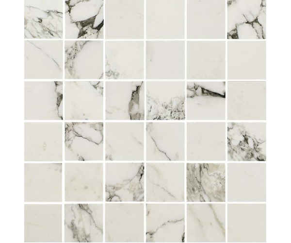 Dlažba jako kámen Fioranese Prestige Mosaico Arabescato Effect 30x30 Luc. Rett. - bílá