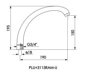 Ramínko Pákové Baterie Plu3113-u, 200 Mm PLU+3113RAM-U