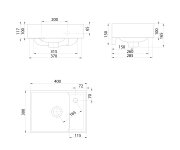 Cerastyle Nuali Keramické Umývátko 40x30cm, Baterie Vpravo, Bílá