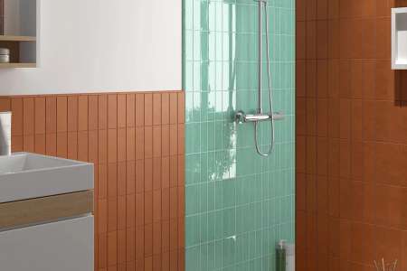 Equipe Fango 5x15 - zajímavá kombinace cihlové a tyrkysové barvy (Cotto + Aquamarine Gloss)
