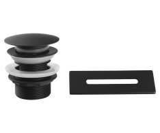 Aqualine Set Krytka Přepadu, Vanová Výpust 6/4", Click-clack, černá Mat