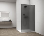 Polysan Esca Gun Metal Jednodílná Sprchová Zástěna K Instalaci Ke Stěně, Kouřové Matné Sklo, 900 Mm