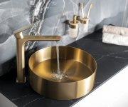 Sapho Aurum Nerezové Umyvadlo Na Desku, Průměr 38cm, Včetně Výpusti, Zlato Mat