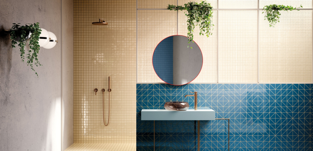 Realizace Vogue - kolekce System Triangoli - luxusní obklady nejen do koupelny 