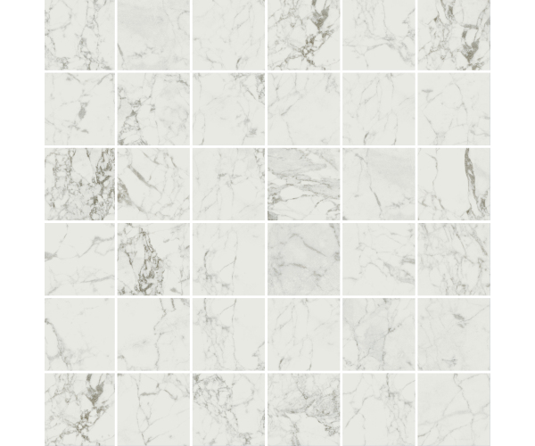 Mozaika jako mramor Ascot Kobe Mosaico Mix Statuarietto 30x30 Nat. Rett. - bílá
