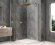 Polysan Globe Gold Matt čtvercový Sprchový Kout 1000x1000mm, Rohový Vstup, čiré Sklo
