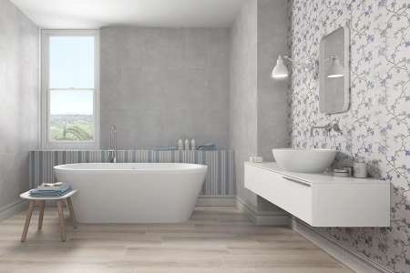 Bestile Pamesa Grace Plata 31,6x60 v detailu - dekor s květinovým vzorem