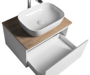 Aqualine Altair Skříňka S Deskou 62,5 Cm, Bílá/dub Emporio