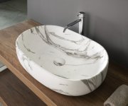 Sapho Caleo Keramické Umyvadlo Na Desku, 60x42cm, Bianco Carrara