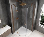 Polysan Globe Copper Matt čtvrtkruhový Sprchový Kout 900x900mm, čiré Sklo, Levé