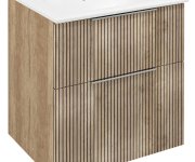 Sapho Set Koupelnová Skříňka Cirasa Strip 60cm S Umyvadlem A Led Zrcadlem, 2x Zásuvka, Dub Alabama