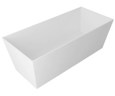 Gelco Kvadrie Volně Stojící Vana 1590x650x550mm, Litý Mramor, Bílá Lesk