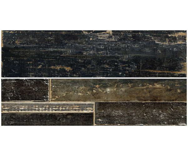 Dlažba jako dřevo Sant Agostino Blendart Dark Craft 30x120 Rett. - černá