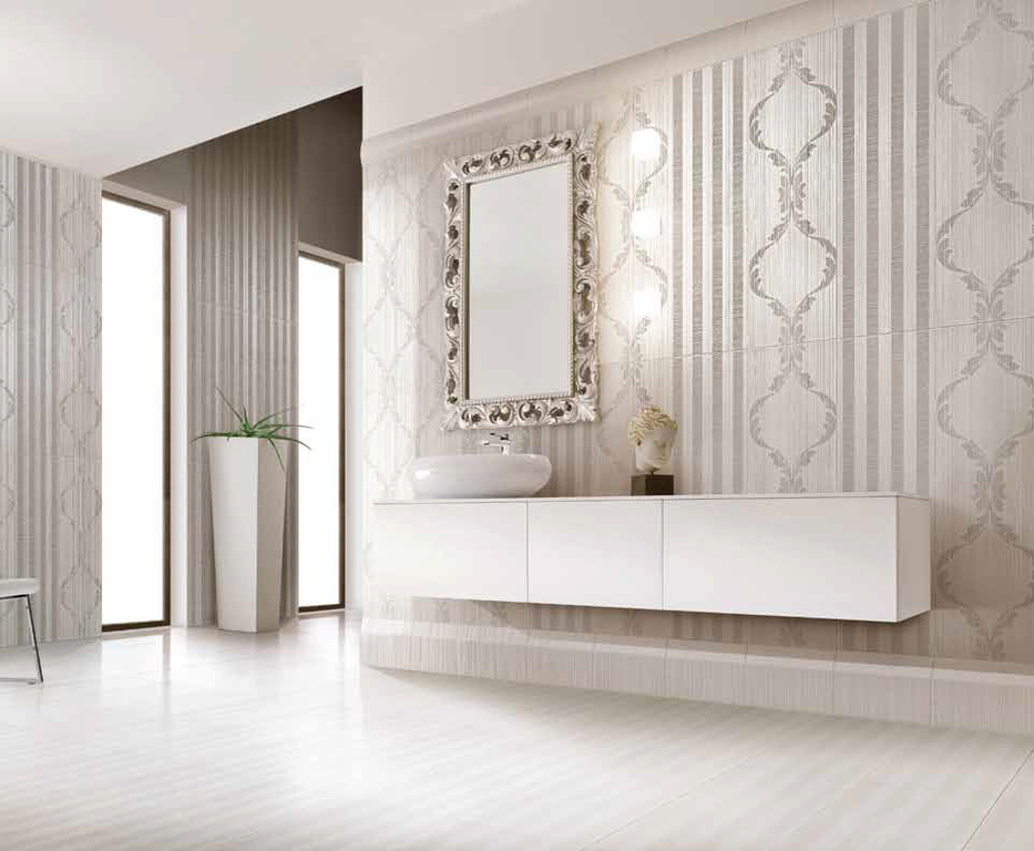 Realizace Ornamentální obklad v koupelně Settecento Samarcanda Dec. Kashkai Grey