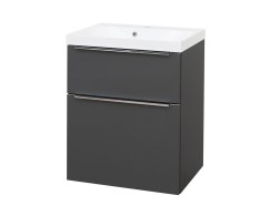 Mereo Mailo, Koupelnová Skříňka S Umyvadlem Z Litého Mramoru 61 Cm, Antracit, Elox Al