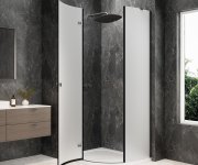 Polysan Globe Gun Metal čtvrtkruhový Sprchový Kout 900x800mm, Matné Sklo, Levé
