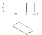 Sapho Plato Deska Rockstone 800x24x360mm, Bílá Mat