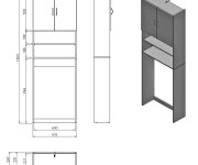 Aqualine Simplex Economy Skříňka Za Pračku 63x25x190cm, Bílá