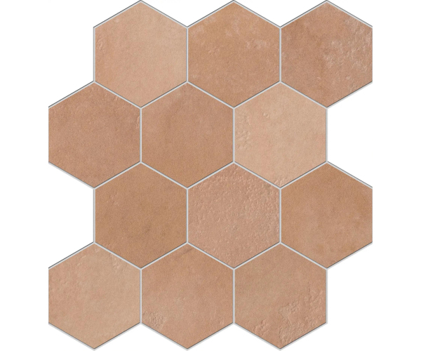 Mozaika jako beton EdimaxAstor Home MosaicoEsagono Amberpeach 30X34 Matt. Rett. - cihlová