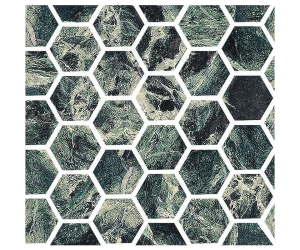 Mozaika jako kámen Fioranese Sound of Marbles Mosaico EXA Verde Intenso 30x30 Luc. Rett. - zelená