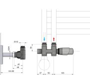 Bruckner Wicher Combi Připojovací Sada Termostatická Pro Středové Připojení 50mm, černá Mat