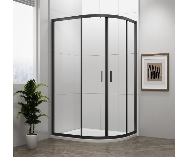 Polysan Easy Black čtvrtkruhová Sprchová Zástěna 1200x900mm, L/r, čiré Sklo