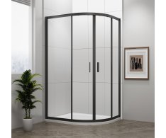 Polysan Easy Black čtvrtkruhová Sprchová Zástěna 1200x900mm, L/r, čiré Sklo