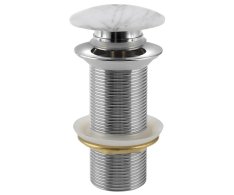 Sapho Blok Umyvadlová Výpust 5/4“, Click-clack, Zátka Bílá Carrara, Mat