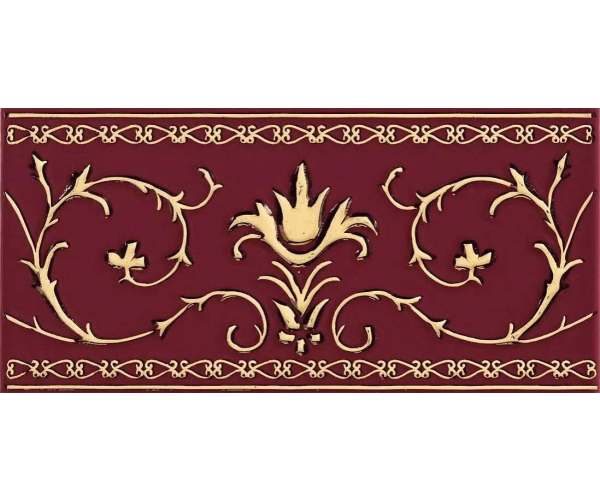 Retro listela Petracers Grand Elegance Gold Narciso-A oro su Bordeaux 10x20
