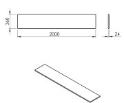 Sapho Plato Deska Rockstone 2000x24x360mm, Bílá Mat