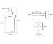 Sapho X-square Dávkovač Mýdla 230ml, Mléčné Sklo, Chrom