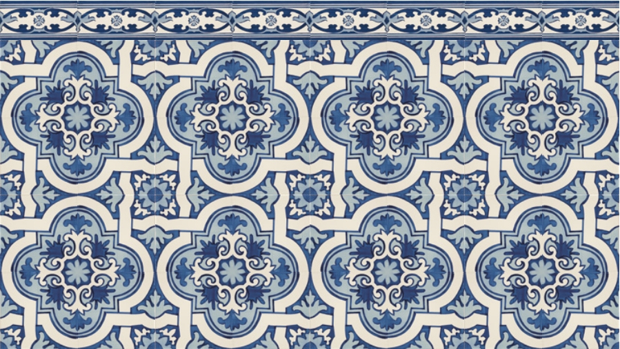 Realizace Modrobílá majoliková obkladačka Aleluia Ceramicas Abbey