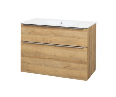 Mereo Mailo, Koupelnová Skříňka S Keramickým Umyvadlem 101 Cm, Dub Riviera, Elox Al Madlo