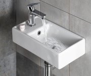 Sapho Minos Keramické Umývátko 40x22cm, Baterie Vlevo, Bílá