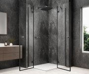 Polysan Globe Gun Metal Obdélníkový Sprchový Kout 1200x1100mm, Rohový Vstup, čiré Sklo
