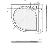 Gelco Arca Sprchová Vanička Z Litého Mramoru, čtvrtkruh 90x90cm, R550, Bílá