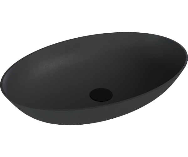 Polysan Banera Oval Umyvadlo Na Desku, Litý Mramor, 60x40cm, Antracit Mat