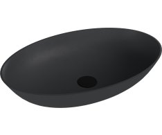 Polysan Banera Oval Umyvadlo Na Desku, Litý Mramor, 60x40cm, Antracit Mat