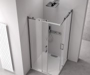 Polysan Thron Square Obdélníkový Sprchový Kout 900x800mm, Hranaté Pojezdy, Rohový Vstup
