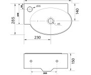 Sapho Ribera Keramické Umývátko Rohové 43x28,5cm, Otvor Pro Baterii Vlevo, Bílá