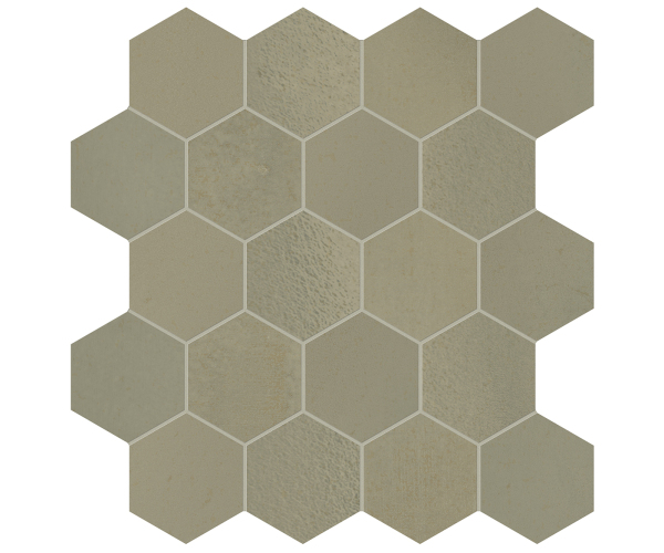 Mozaika jako beton Marca Corona Vulcanica Esagone Ottone 31x30,3 (6,6x7,6) Nat. - šedá