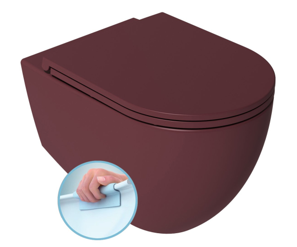 Isvea Infinity Závěsná Wc Mísa, Rimless, 36,5x53cm, Maroon Red