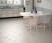 Dlažba jako dřevo Equipe Hexawood Chevron White Left 9x20,5 - béžová (skladem)