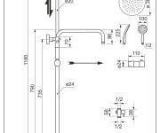 Ippari, Teleskopické Rameno S Baterií Venus (150mm) A Kompletní Sprchovou Sadou (sprchy Thin 300mm, Evve) VEN3131-SET2