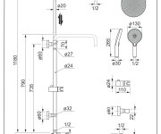 Ippari,teleskopické Rameno Sprchy S Propojovací Hadičkou Pro Sprchovou Baterii A Sprchovou Sadou (camari, Casoli) AQS02100-SET6