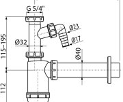Sifon Umyvadlový Pr.40 Mm, S Přípojkou A Převlečnou Maticí 5/4-bez Pilety ALC-A43P