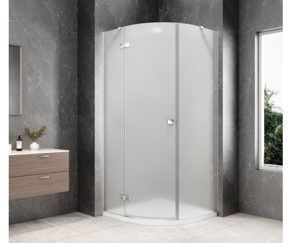 Polysan Globe Chrome čtvrtkruhový Sprchový Kout 900x900mm, Matné Sklo, Levé