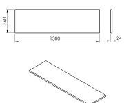 Sapho Plato Deska Rockstone 1300x24x360mm, Bílá Mat