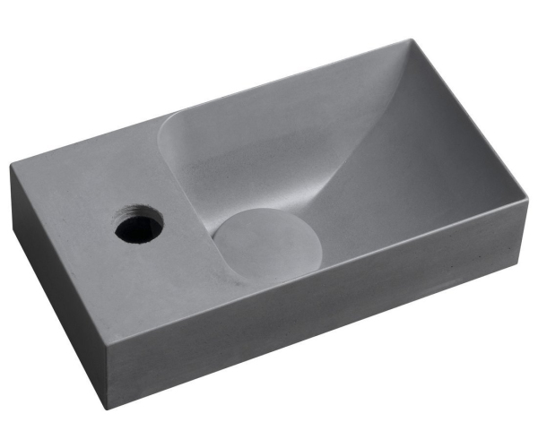 Sapho Piccolino Betonové Umývátko 30,8x17cm, Baterie Vlevo, šedá Mat